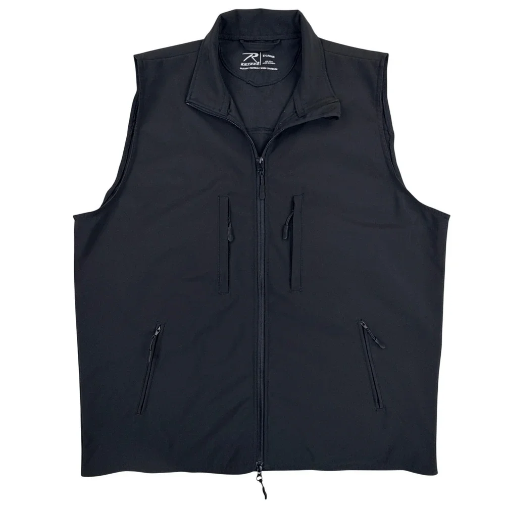 Rothco Military Tactical Soft Shell Vest Men XL Black Utility Workwear‎ Full Zip